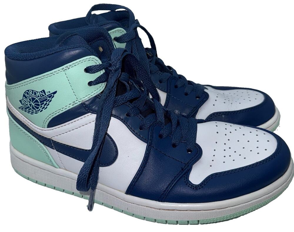 Nike Air Jordan 1 Mid Blue Mint Mystic Navy White Men’s Size 8 554724-413